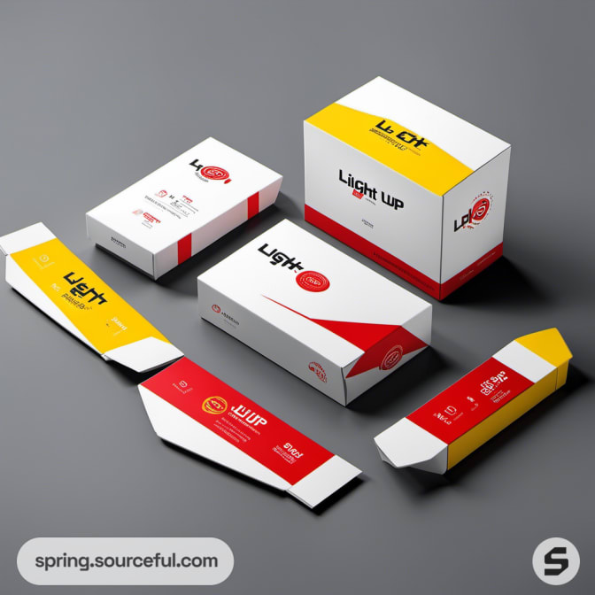 Red and yellow "Light Up" flat box packaging.