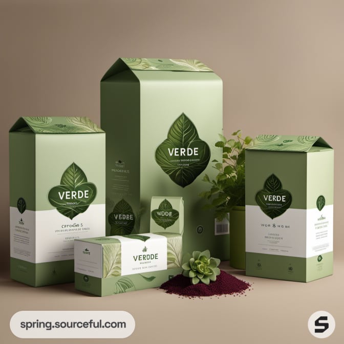 Green packaging with leaf designs and 'VERDE' text.