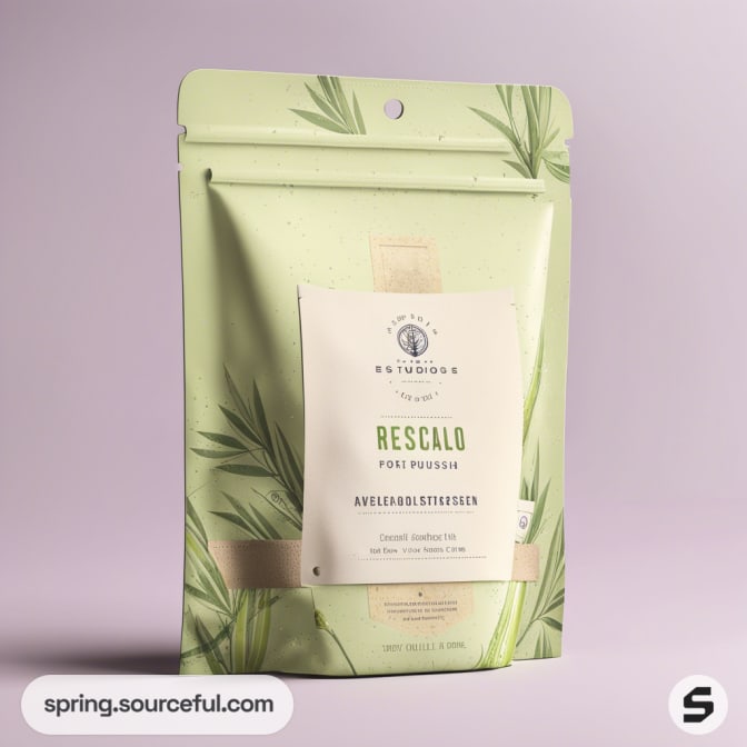 Light green resealable pouch with leaf design, labeled 'Rescalo Whole Yerba Mate'.