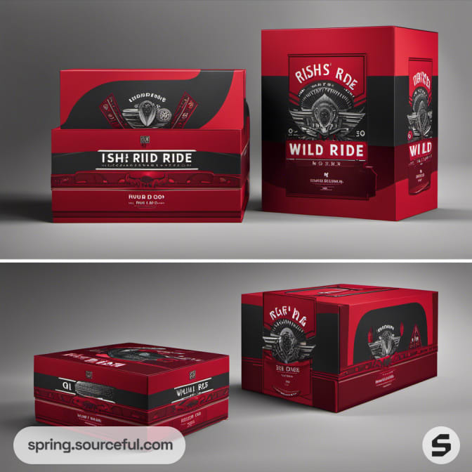 Rish's Ride vibrant red packaging with bike imagery.