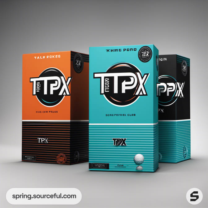 Orange and teal TPX golf ball boxes with modern design