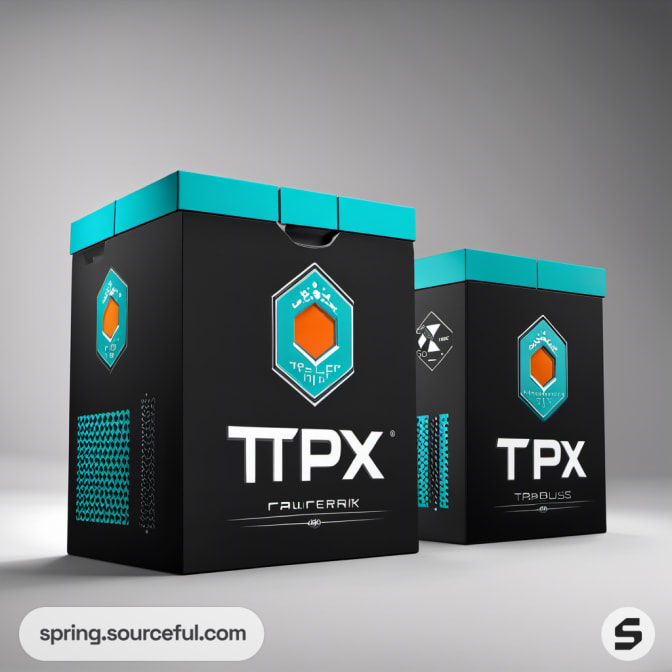 Black and teal TPX storage boxes with teal lids