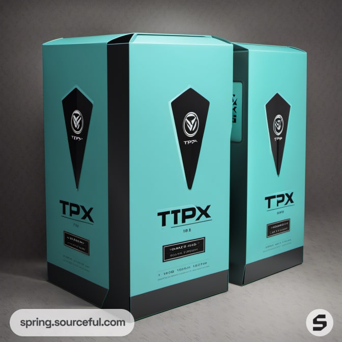 Large teal and black TPX boxes with sleek design