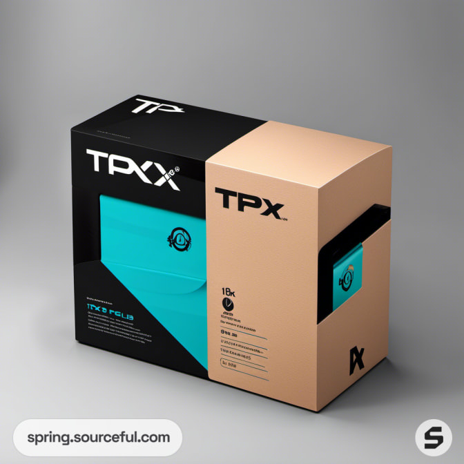 Beige and teal TPX packaging box with clean design
