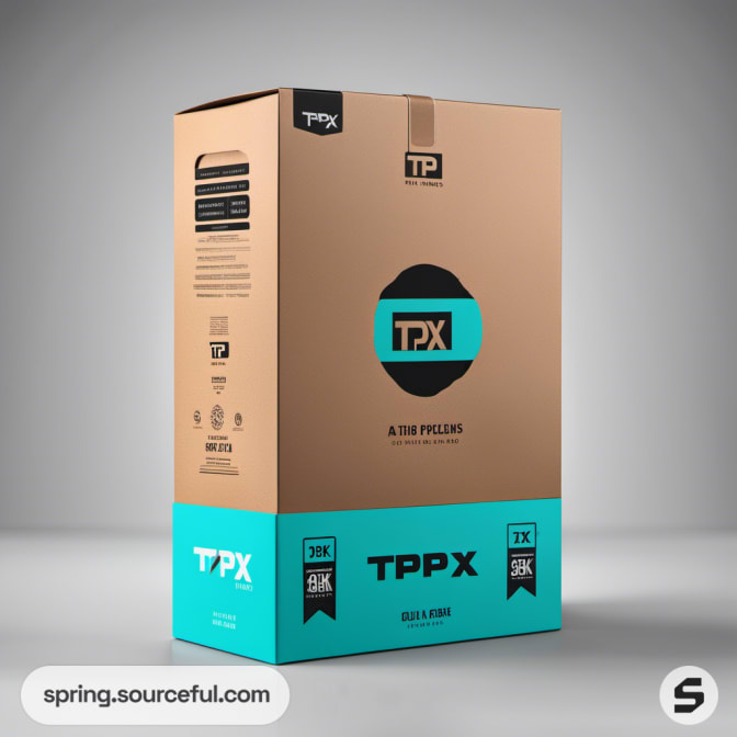 Beige and teal TPX large box with rounded edges