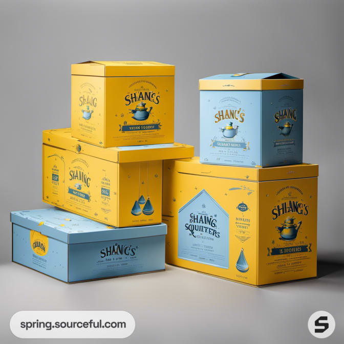 Stacked yellow and blue boxes with 'Squirters' branding.