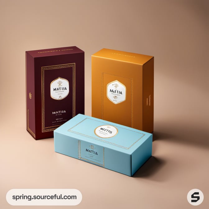 Three boxes in maroon, gold, and blue with central labels.