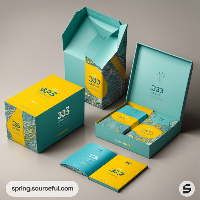 Open teal and yellow package with number 333 on booklets inside.