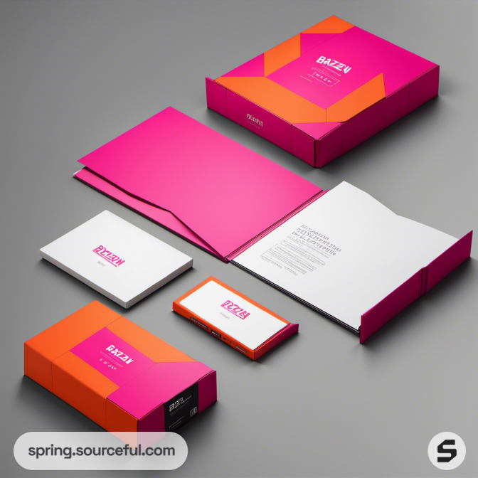 Pink and orange packaging with minimalist design.