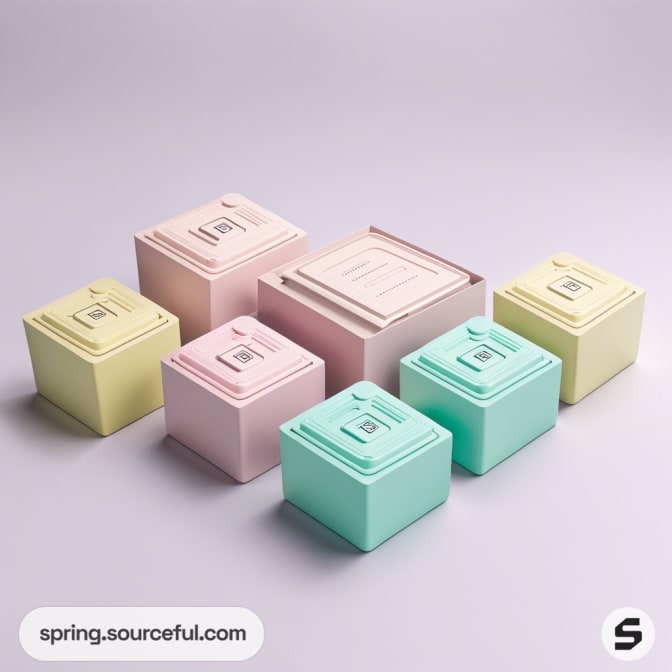 Colorful stackable containers in pastel colors
