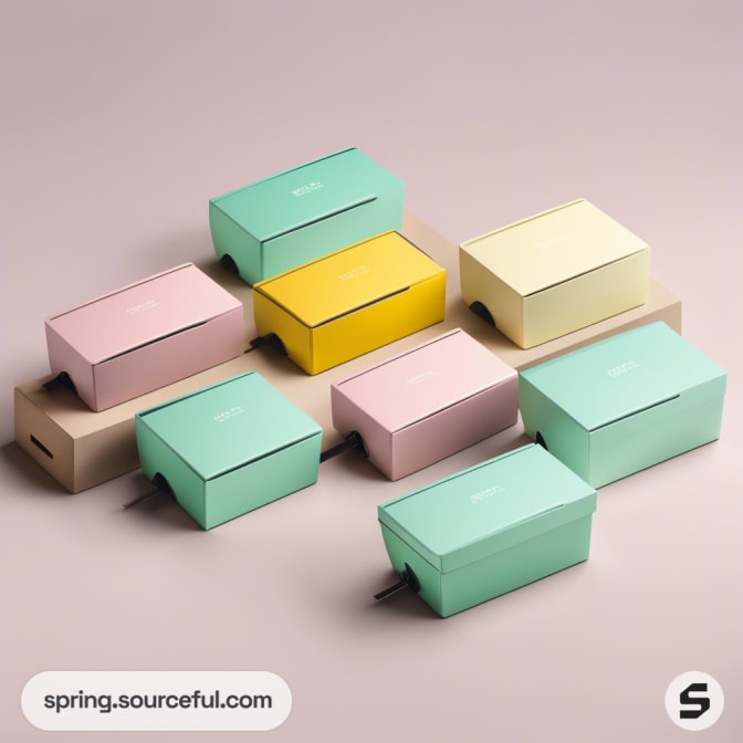 Pastel rectangular boxes arranged in rows