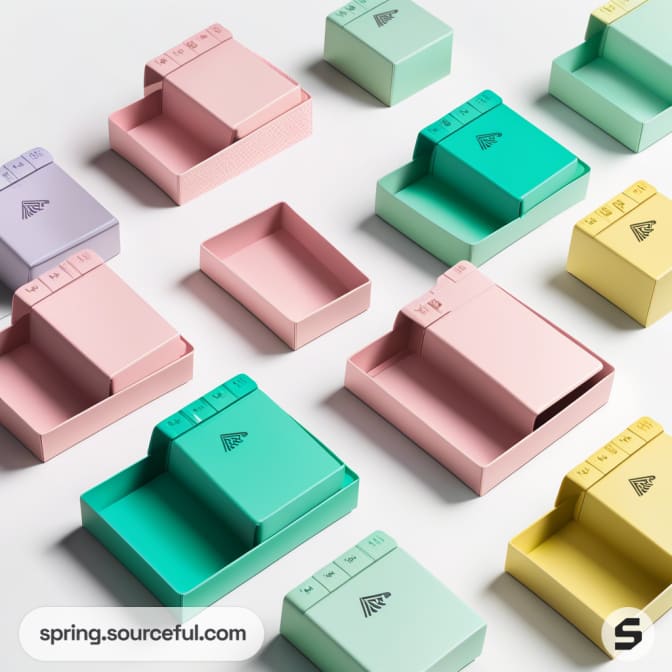 Pastel sliding lid boxes in assorted colors