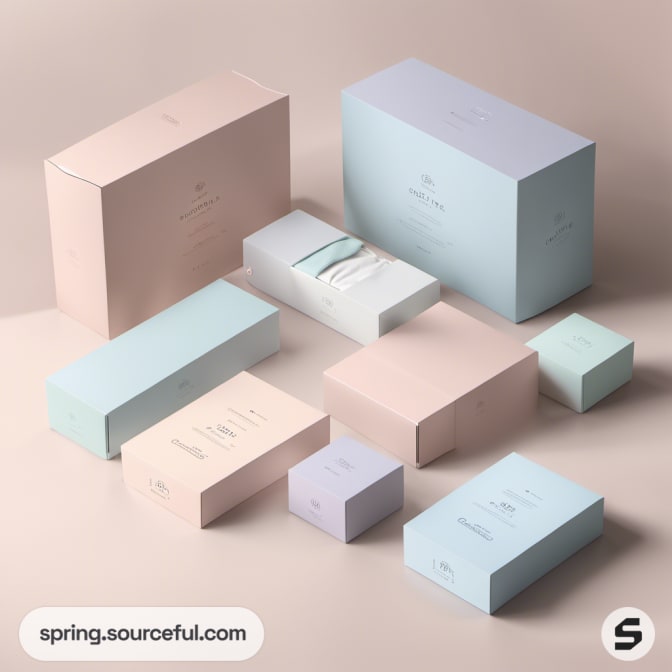 Collection of pastel-colored packaging boxes
