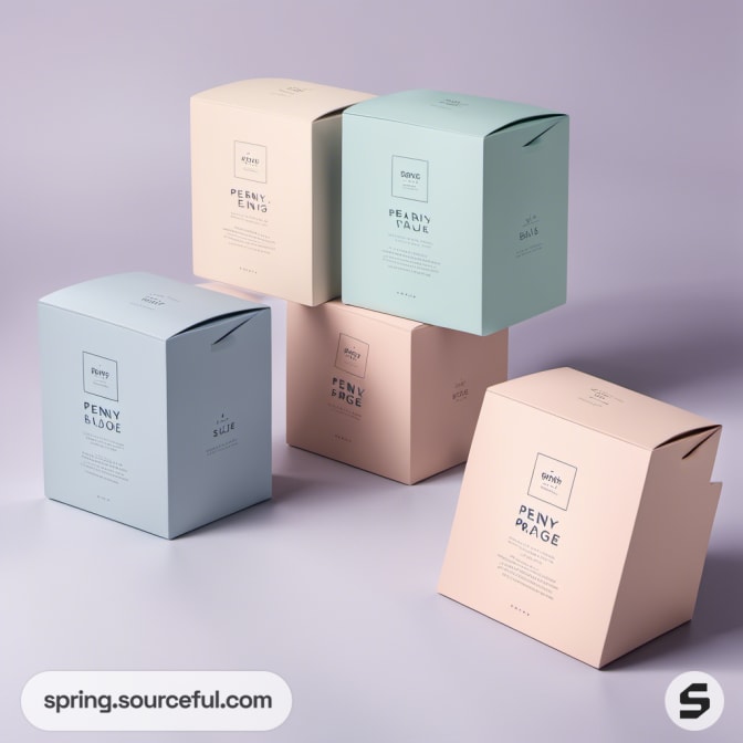 Stacked pastel-colored packaging boxes