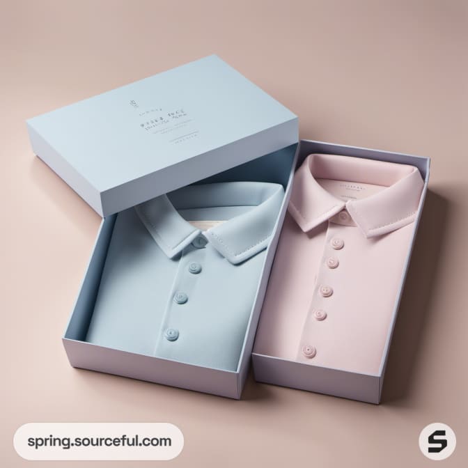 Blue and pink gift boxes with shirts