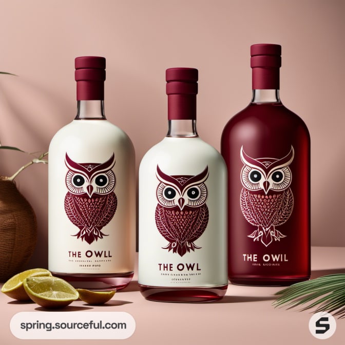 The Owl bottles with owl design and lemon slices.