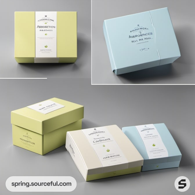 Green and blue boxes with elegant packaging.