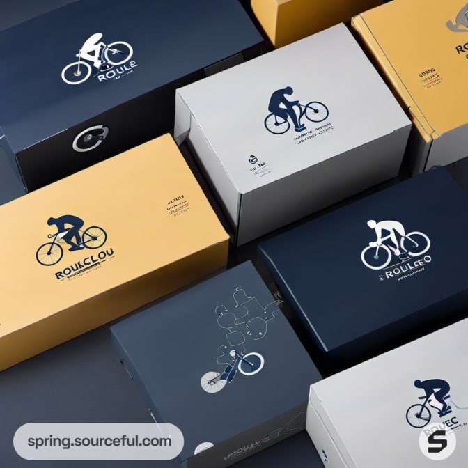 Colorful bicycle packaging boxes with illustrations