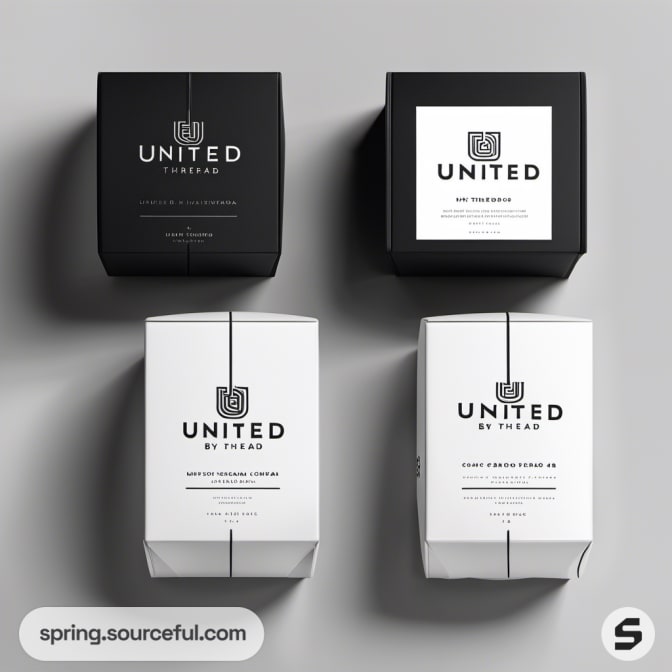 Black and white vertical boxes with bold typography on a grey background.
