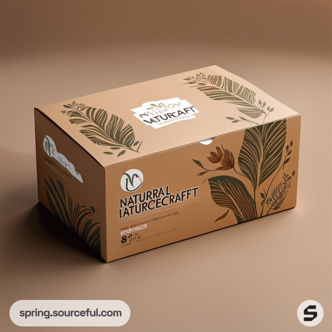 Kraft box with leaf illustrations, labeled 'Naturecraft'.