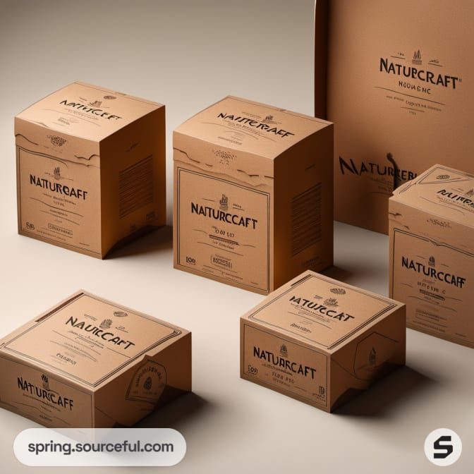 Kraft boxes with rustic 'Naturecraft' branding.