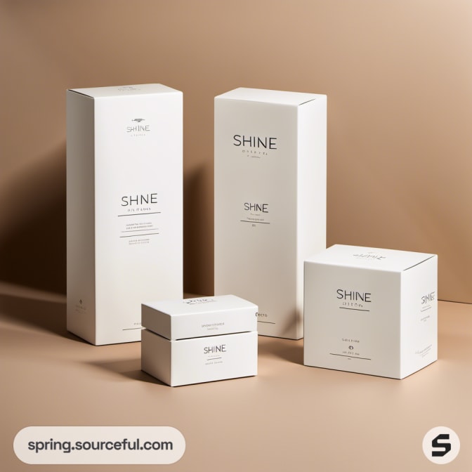 Tall and square white boxes labeled 'SHINE', against a neutral background.