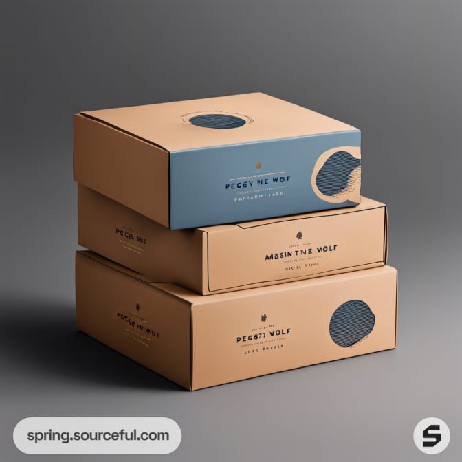 Stacked boxes with round label cutouts