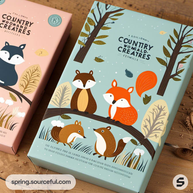 Two animal-themed boxes on a wooden surface.