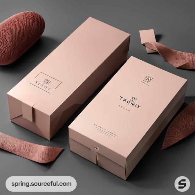 Elegant beige boxes with subtle ribbon accents.