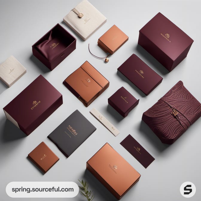 Assorted luxurious boxes in dark and light hues.