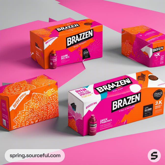 Boldly designed drink packaging with fruit graphics.