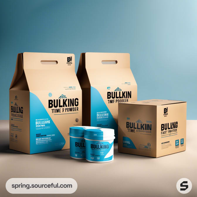 Bulking products in cardboard boxes with cylindrical containers.