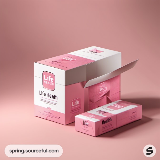 Two pink boxes with a sleek, simple design and flaps open.