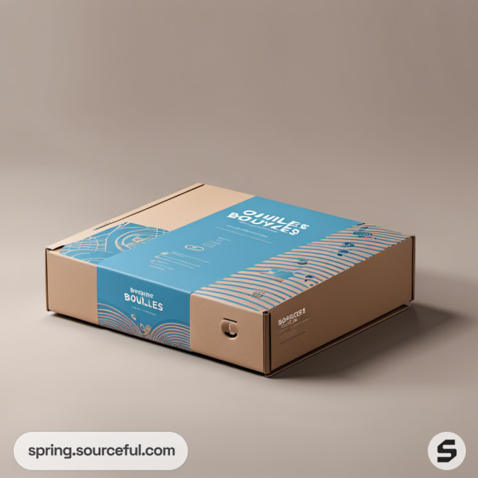 Flat cardboard package with 'Boundles' branding and blue graphic design.