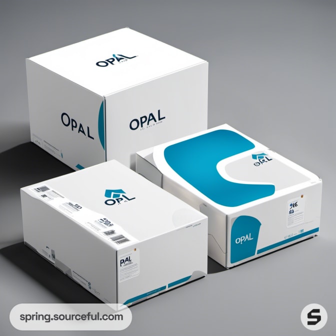 Three white boxes with black 'OPAL' logo and blue design elements.