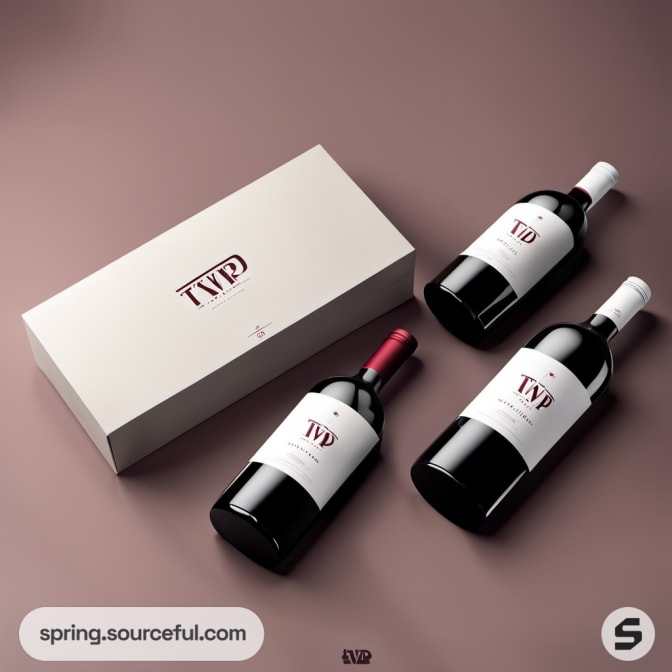 Three wine bottles in a refined cream-toned box.
