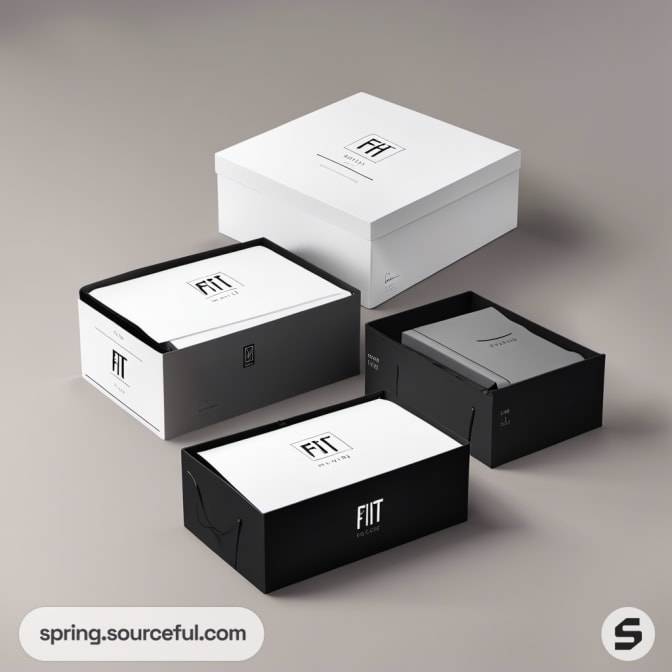 Simple black and white rectangular mailer boxes.
