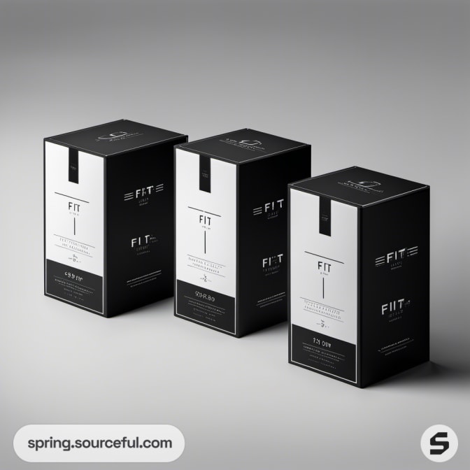 Three black and silver rectangular boxes on display.