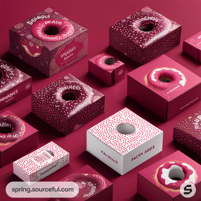 Patterned doughnut packaging with individual boxes