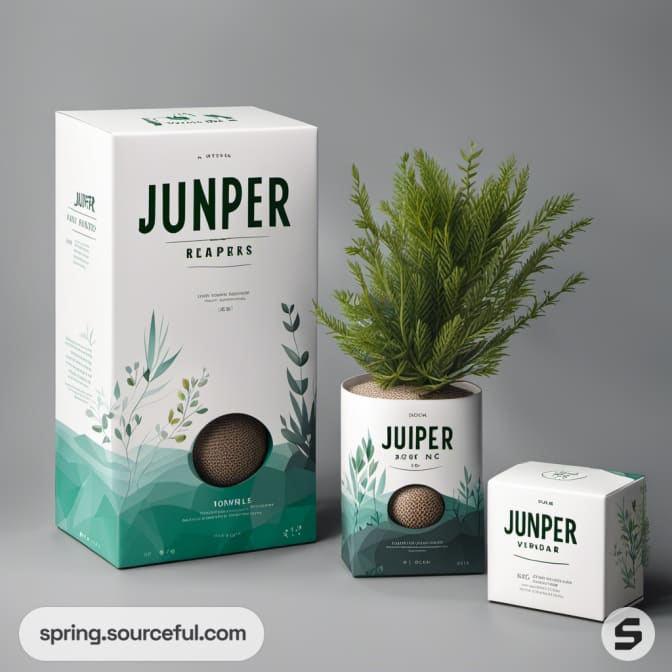Tall and small boxes with elegant plant illustrations and neutral colors.