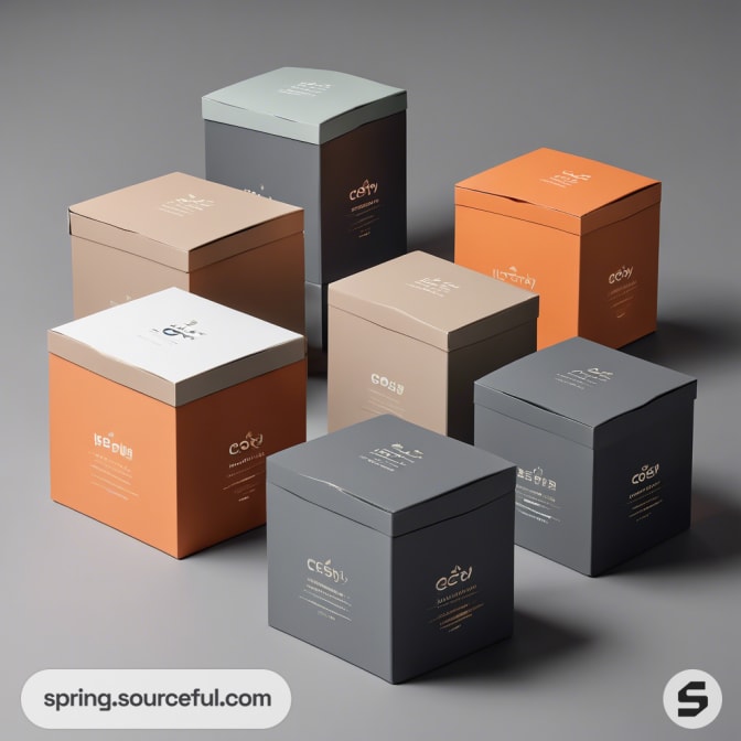 Seven cubes in muted tones, organized neatly on a surface.