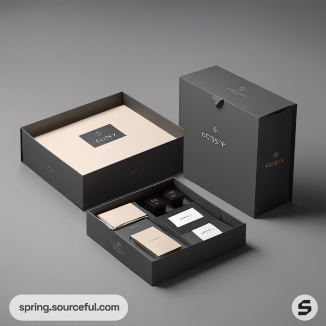 Opened grey box revealing organized interior compartments.