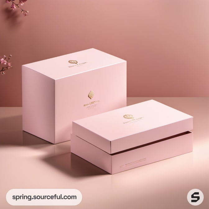 Two pink rectangular gift boxes on a neutral background.