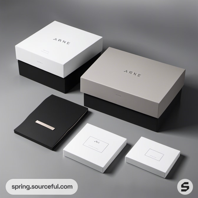 Black and white boxes with elegant minimalist design.