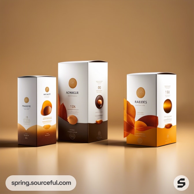 Three elegant gradient-designed boxes on a beige background.