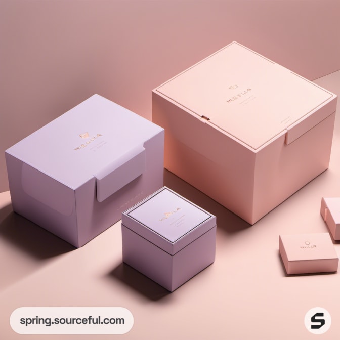 Assorted pastel-colored boxes stacked on one another.