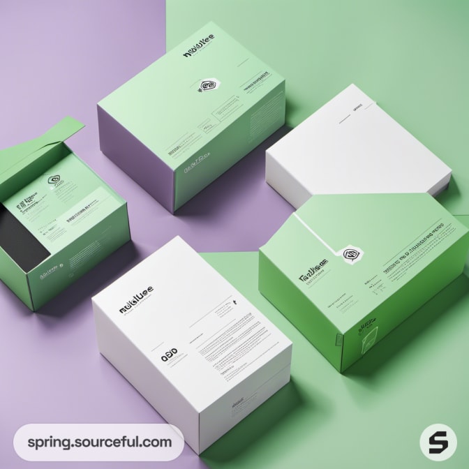 Green and purple boxes with text on light green and purple background.