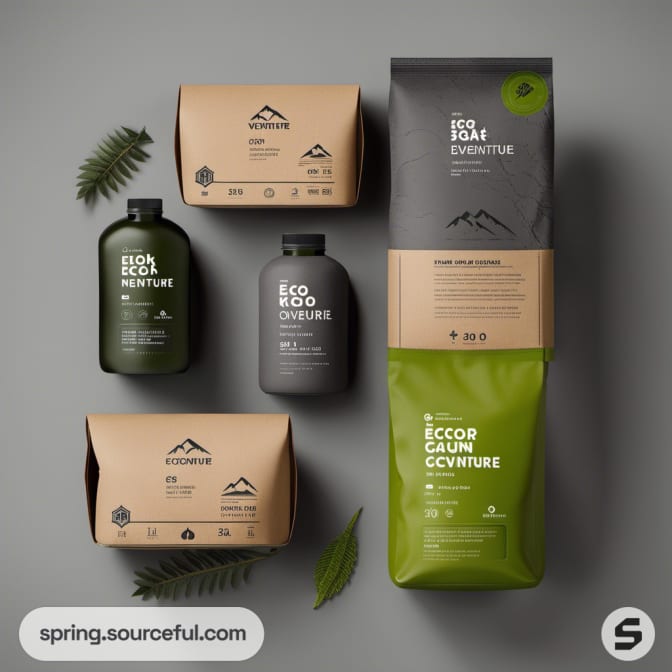 Sustainable containers and bags for eco-friendly products.