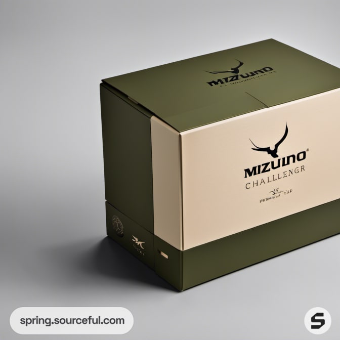 Green and beige box with minimalist design and elegant logo.