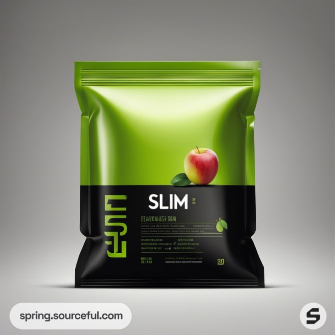 Light green pouch with apple design, black bottom section.